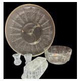Gold Trim Serving Dish, Toothpick Holders, Butter