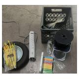 Crate Full: Wheel Barrel Wheel, Zip Ties, Wire