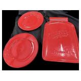 Red Mason Platter & 3 Plates