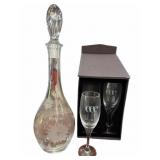 Crystal Decanters wï¿½ 2 Glasses