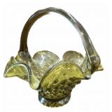 Fenton Green Hobnail Basket