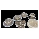 17 pc Moonstone Opalescent Hobnail Dishes