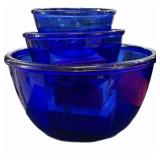 3 pc Cobalt Blue Mixing Bowls