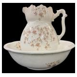 English Water Pitcher & Bowl