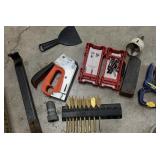 Box Deal Of Tools Such As Bits, Pry Bar, Clamp,