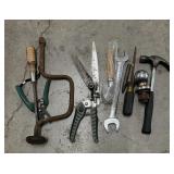 Box Deal Of Tools Such As Hammer, Trailer Ball,