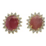 Brilliant 8.97 ct Natural Ruby & Diamond Earring