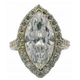 10kt Gold 6.19 ct Marquise Lab Diamond Halo Ring