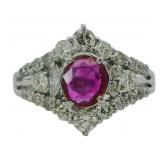 Platinum 1.37 ct Natural Ruby & VS Diamond Ring