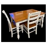White & Pine Table wï¿½ Leaf & 4 Chairs