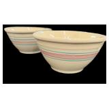 (2) Pink & Blue Striped McCoy Oven Proof Bowl