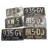 (6) Ohio License Plates 1949