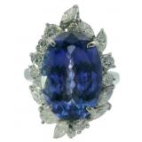 Platinum 9.94 ct Natural Tanzanite & Diamond Ring