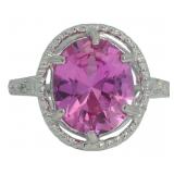 Oval 4.36 ct Pink Topaz & Natural Diamond Ring