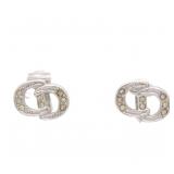 Christian Dior CD Logo Rhinestone Clip-on Earrings