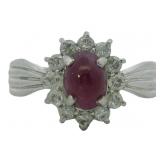 Platinum 1.50 ct Natural Star Ruby & Diamond Ring