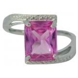 Radiant Cut 4.75 ct Pink Topaz & Diamond Ring