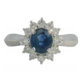 Platinum 1.37 ct Natural Sapphire & Diamond Ring