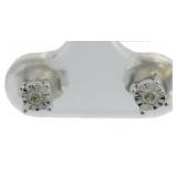 Classic Natural Diamond Silver Stud Earrings
