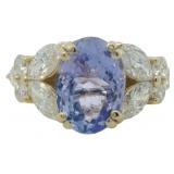 14kt Gold 3.93 ct Tanzanite & Lab Diamond Ring