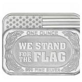 10 Ounce - American Flag .999 Fine Silver Bar