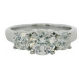14kt Gold 1.77 ct GIA Round 3 Stone Diamond Ring