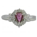 Platinum .61 ct Natural Ruby & Diamond Ring