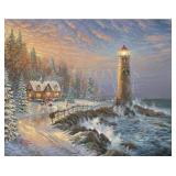 Christmas Lighthouse By Thomas Kinkade