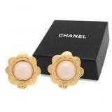 Chanel Flower Gold Clip-on Earrings