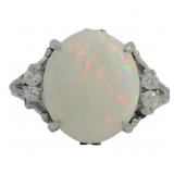 Platinum 2.68 ct Natural Opal & Diamond Ring