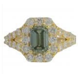 10kt Gold 2.17 ct Fancy Green Lab Diamond Ring