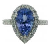 14kt Gold 4.24 ct Tanzanite & Lab Diamond Ring