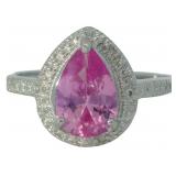 Pear Cut 1.40 ct Pink Topaz & Diamond Ring