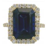 10kt Gold 10.76 ct Sapphire & Diamond Ring