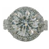 10kt Gold 5.15 ct Round Lab Diamond Halo Ring
