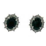 Natural 6.30 ct Sapphire & Lab Diamond Earrings