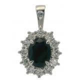 Natural 2.97 ct Sapphire & Lab Diamond Pendant