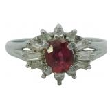 Platinum Natural Ruby & Diamond Ring