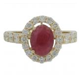 10kt Gold 2.18 ct Natural Ruby & Lab Diamond Ring