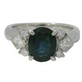 Platinum 2.73 ct Natural Sapphire & Diamond Ring