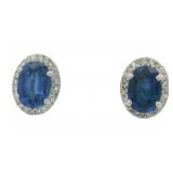 14k Gold 2.45 ct Sapphire & Diamond Earrings