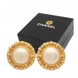 Chanel Pearl Round Clip-on Earrings
