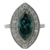 10kt Gold 3.13 ct Fancy Blue Lab Diamond Ring