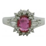 Platinum Natural Ruby & Diamond Ring