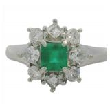 Platinum 1.13 ct Natural Emerald & VS Diamond Ring