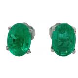 14kt Gold 1.57 ct Oval Emerald Stud Earrings