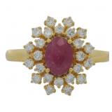 Natural 5.24 ct Oval Ruby & Lab Diamond Ring