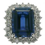 14kt Gold 10.75 ct Sapphire & VS Diamond Ring