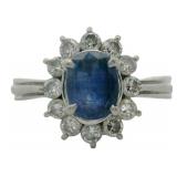 Platinum 2.12 ct Natural Sapphire & Diamond Ring