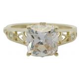 10k Gold 2.10 ct Cushion Lab Diamond Ring